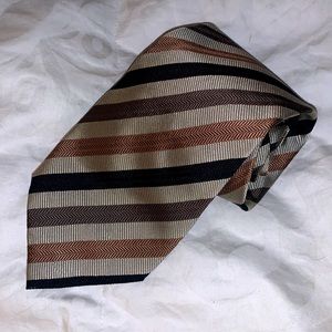 Vintage handmade Foggia Silk diagonal striped tie Men’s formal neutral Italian